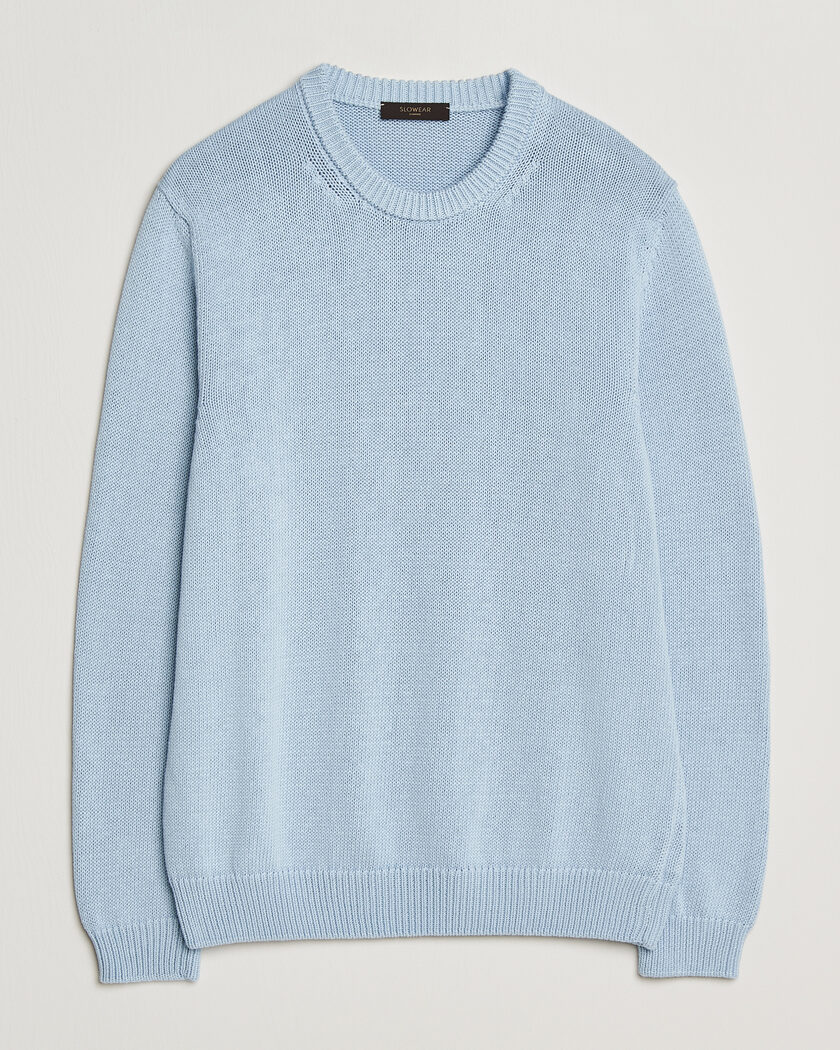 Zanone Soft Cotton Crew Neck Sweater Sky Blue – Azul