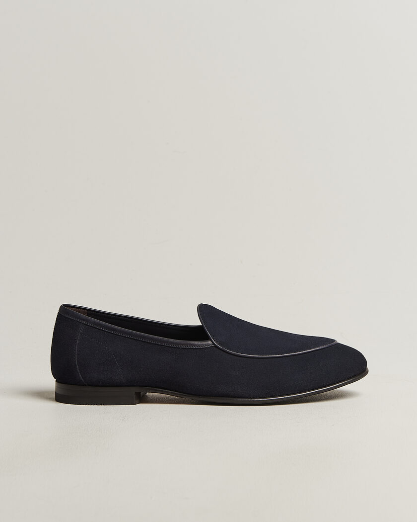  Loake 1880 Belgrave Suede Belgian Loafer Navy – Azul