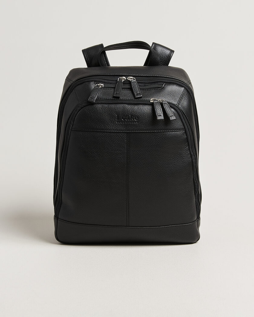Loake Shoemakers Waterloo Grained Leather Backpack Black – Negro