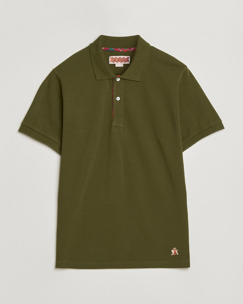 Baracuta Tartan Placket Piquet Polo Beech – Verde
