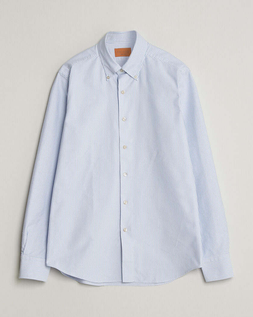 Grigio Oxford Button Down Shirt Light Blue Stripe – Azul