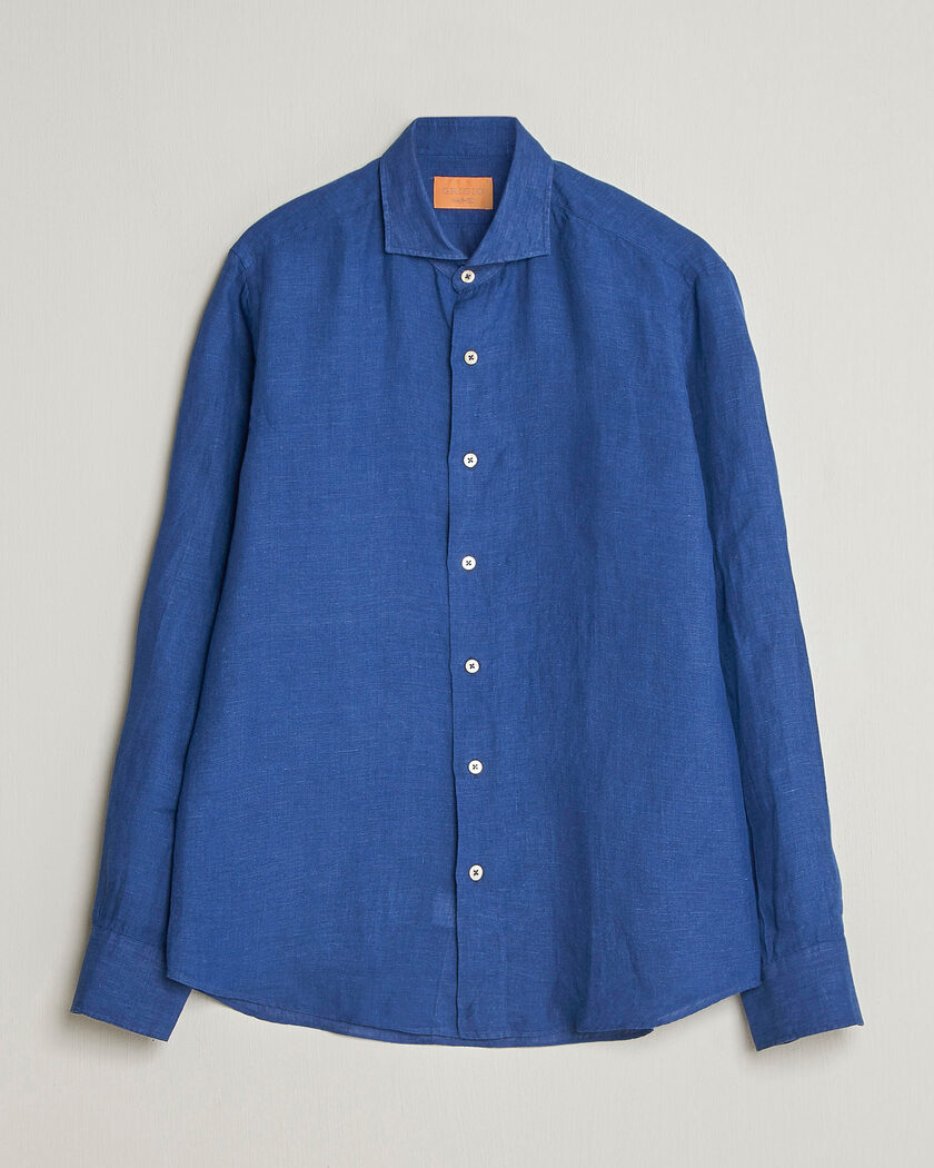 Grigio Washed Linen Shirt Navy – Azul