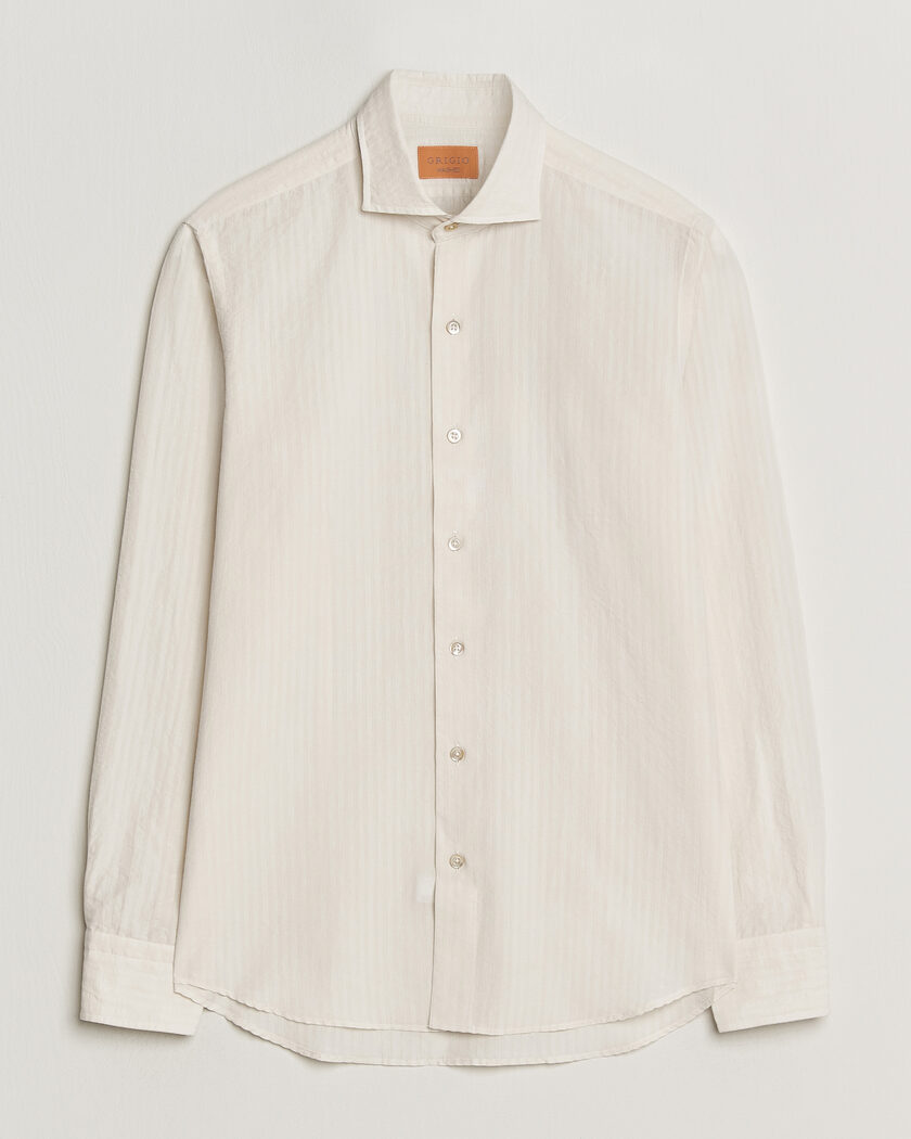 Grigio Cotton/Linen Seersucker Shirt Off White – Blanco