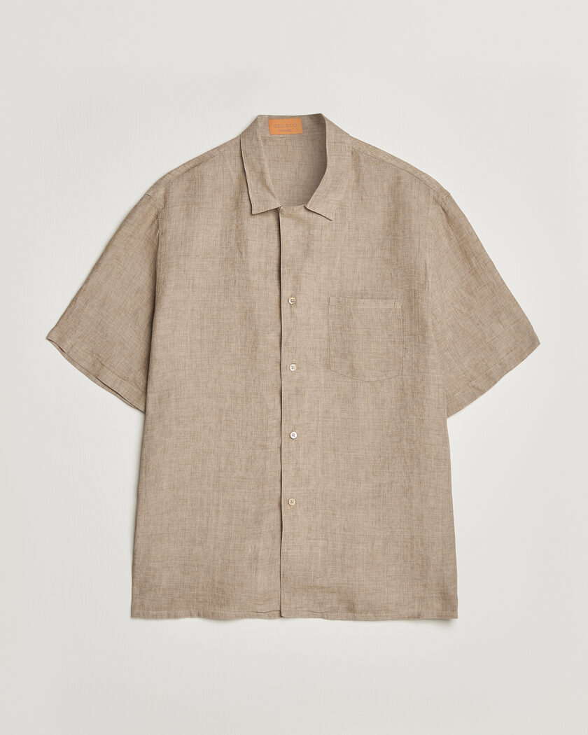 Grigio Linen Camp Collar Shirt Brown – Marrón