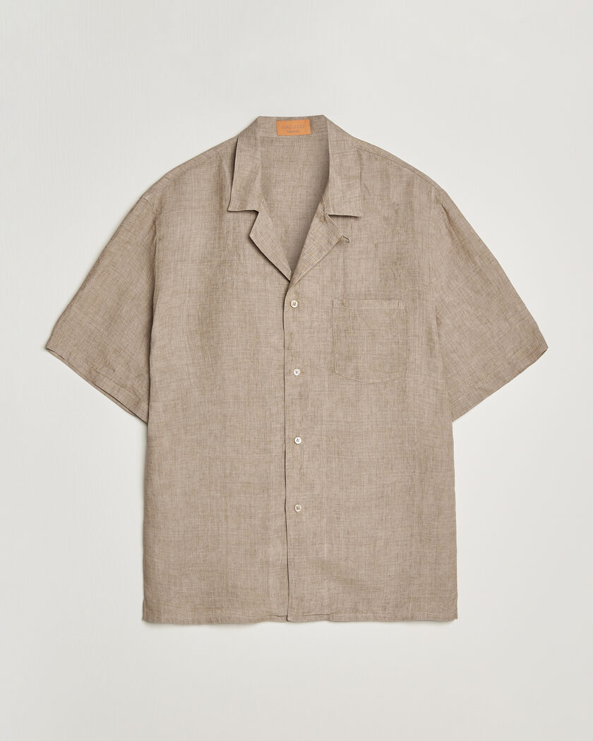 Grigio Linen Camp Collar Shirt Brown – Marrón