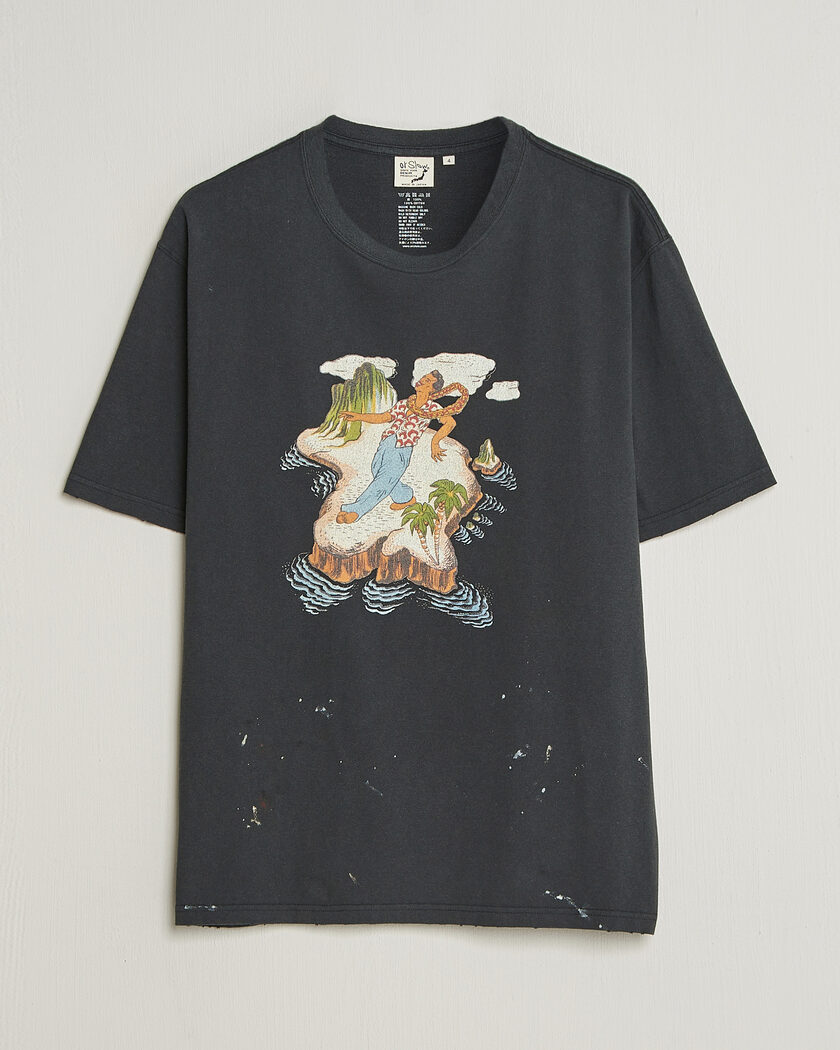 orSlow Vintage Hawaiian Print T-Shirt Black – Negro