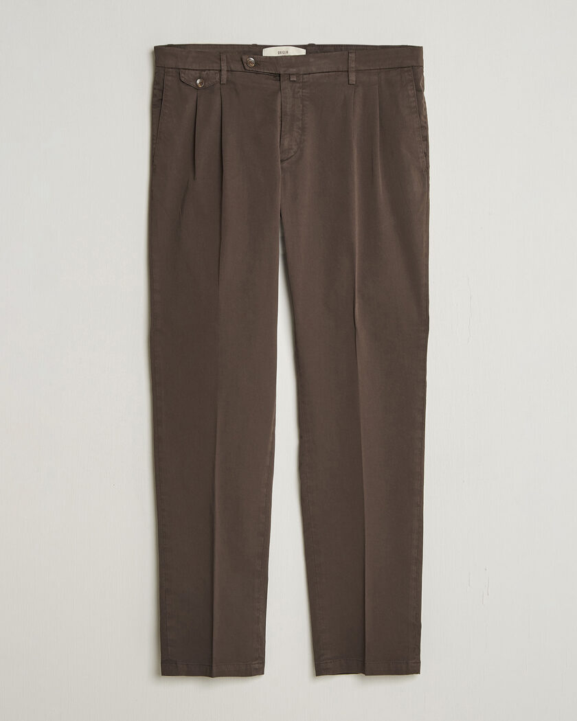 Briglia 1949 Easy Fit Pleated Cotton Stretch Chino Brown – Marrón