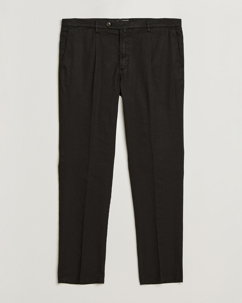 Briglia 1949 Pleated Linen Trousers Black – Negro