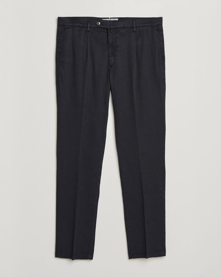 Briglia 1949 Pleated Linen Trousers Navy – Azul