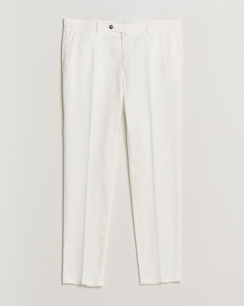 Briglia 1949 Pleated Linen Trousers Cream – Blanco