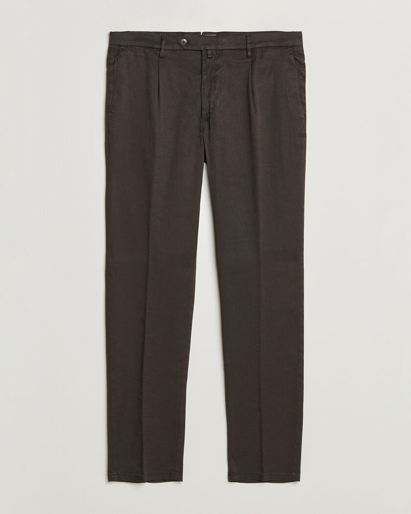 Briglia 1949 Pleated Linen Trousers Brown – Marrón