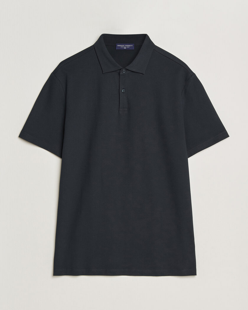 Charles Tyrwhitt Smart Stretch Pique Polo Black – Negro