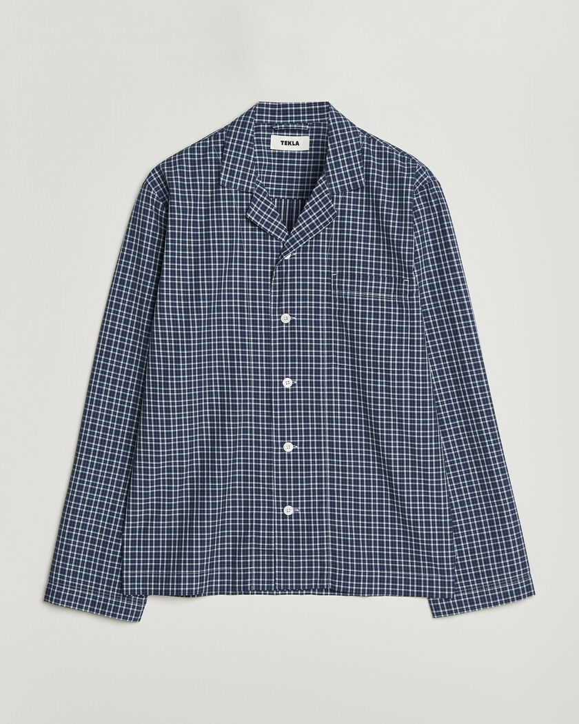Tekla Fine Twill Pyjama Shirt Lanegan Checks – Azul