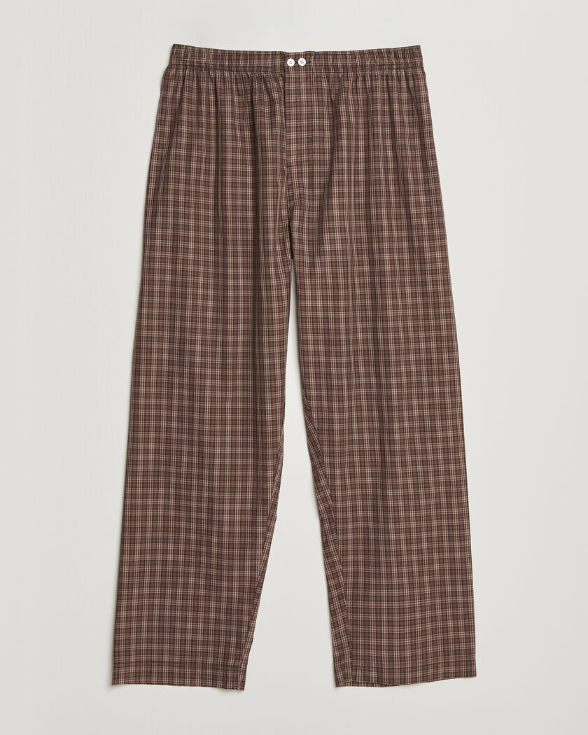 Tekla Fine Twill Pyjama Pants Serra Checks – Marrón