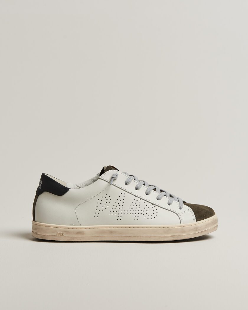 P448 John Leather Sneaker White/Olive – Blanco