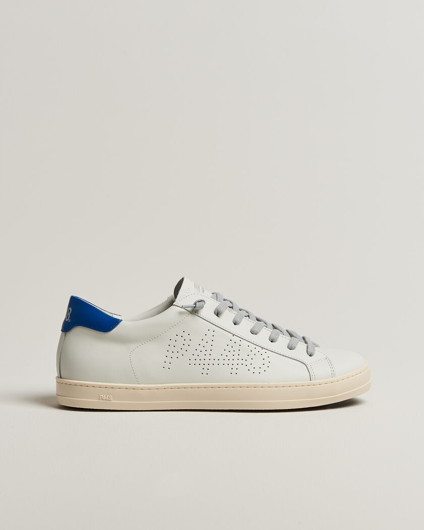 P448 John Leather Sneaker White/Blue – Blanco