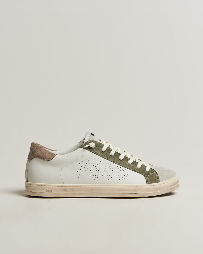 P448 John Leather/Suede Sneaker White/Olive/Grey – Blanco