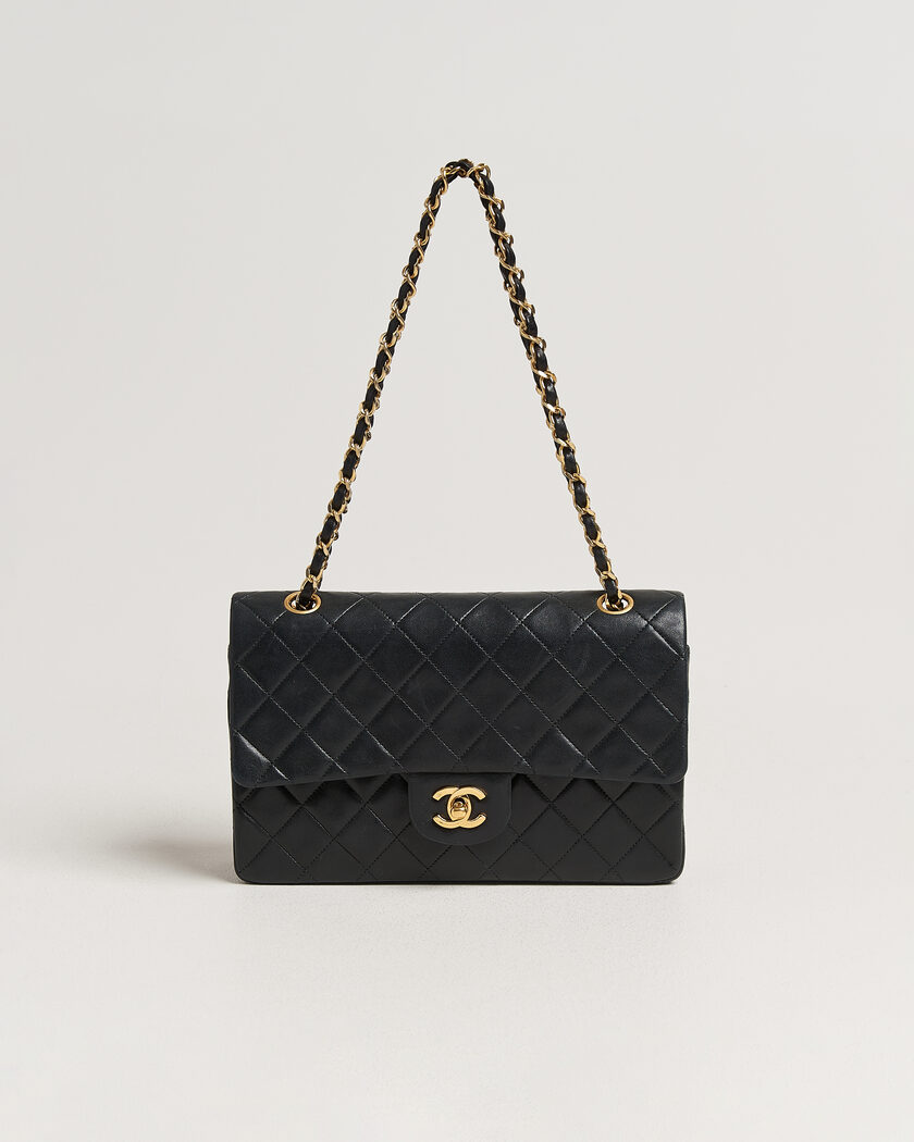  Chanel Pre-Owned Classic Medium Double Flap Bag Lambskin Black – Negro