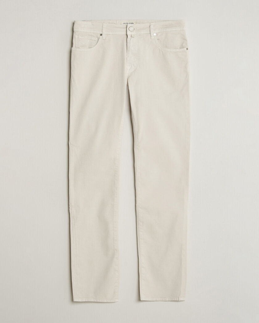 Jacob Cohën Bard Garment Dyed Gabardine Trousers Off White – Blanco
