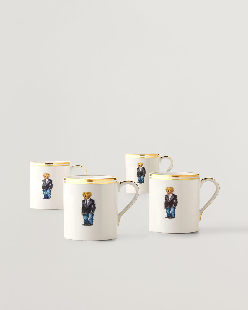 Ralph Lauren Home Wilshire Tuxedo Bear Mug Set White/Gold – Blanco
