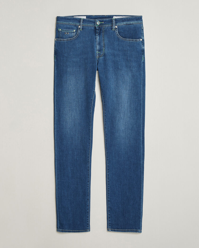 Tramarossa Michelangelo Contrast Seam Stretch Jeans Mid Blue – Azul