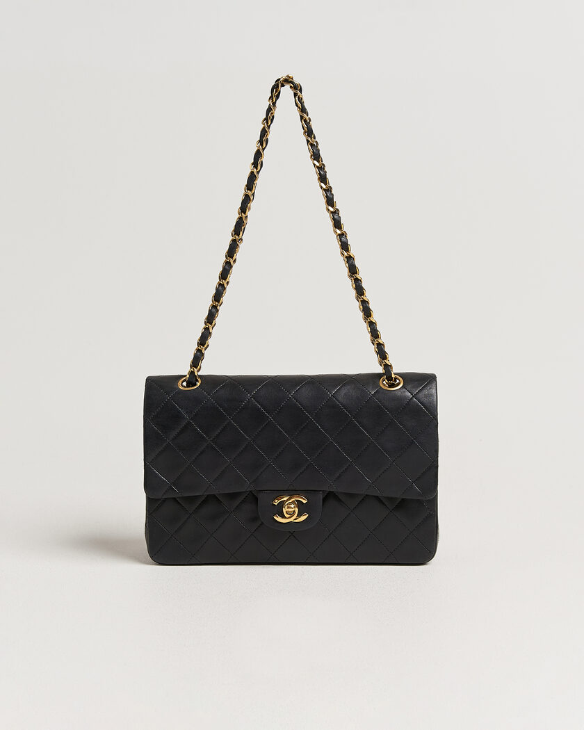  Chanel Pre-Owned Classic Medium Double Flap Bag Lambskin Black – Negro