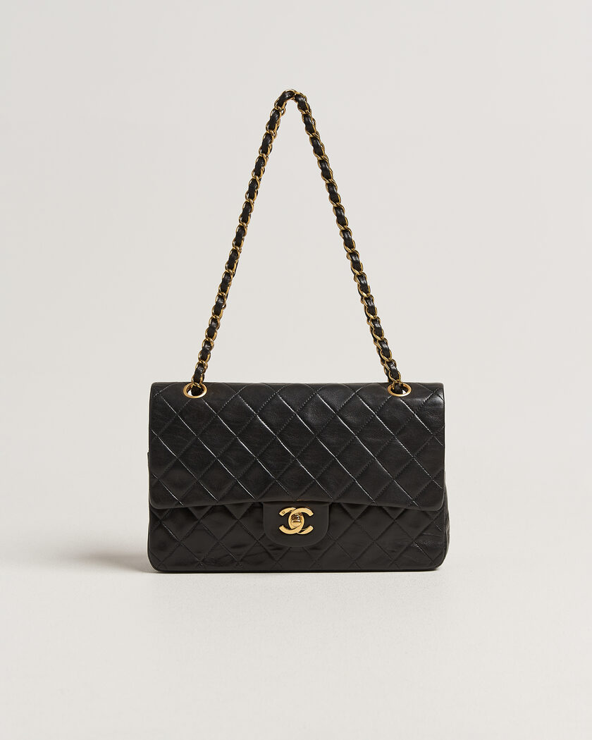 Chanel Pre-Owned Classic Medium Double Flap Bag Lambskin Black – Negro