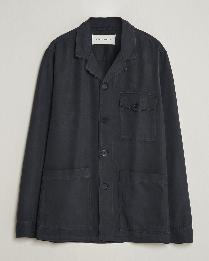 A Day's March Banagher Lyocell Overshirt Navy – Azul