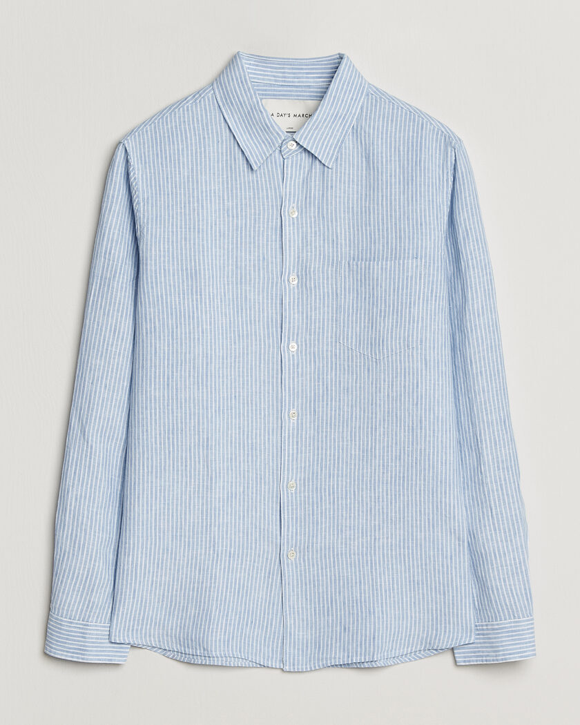 A Day's March Daintree Striped Linen Shirt Light Blue/White – Azul