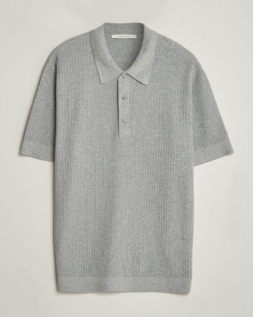 A Day's March Aspen Structured Knitted Polo Grey – Gris