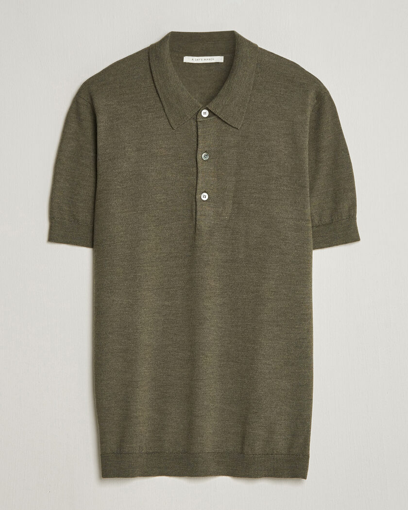 A Day's March Rosehall Knitted Polo Forrest Green – Verde