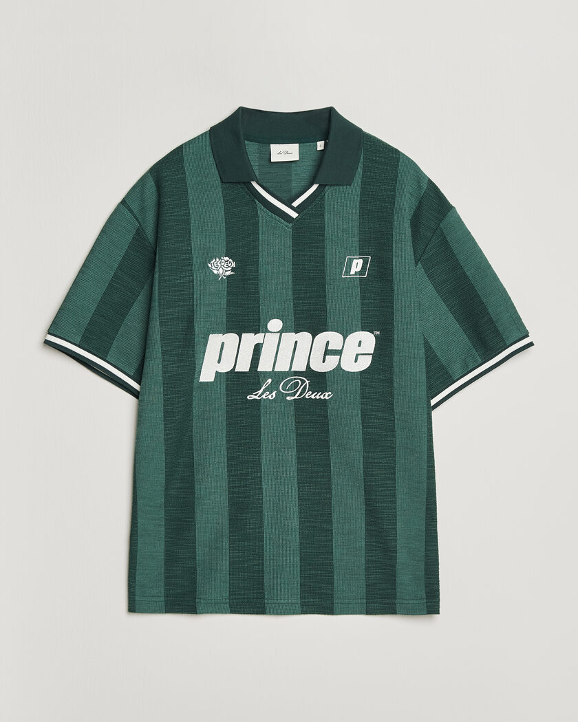LES DEUX Prince Stripe Jaquard Polo Pineneedle Green – Verde