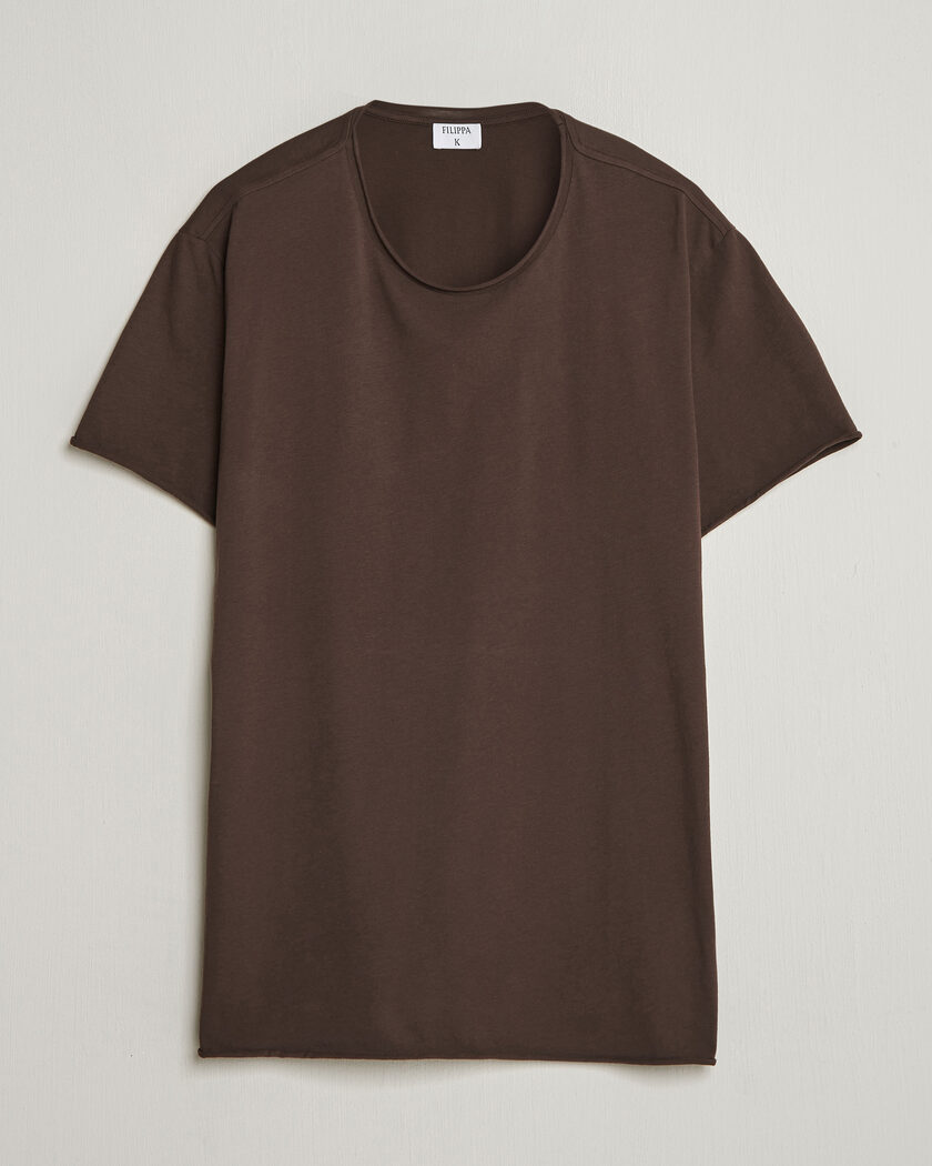 Filippa K Roll Neck Crew Neck T-Shirt Dark Chocolate – Marrón