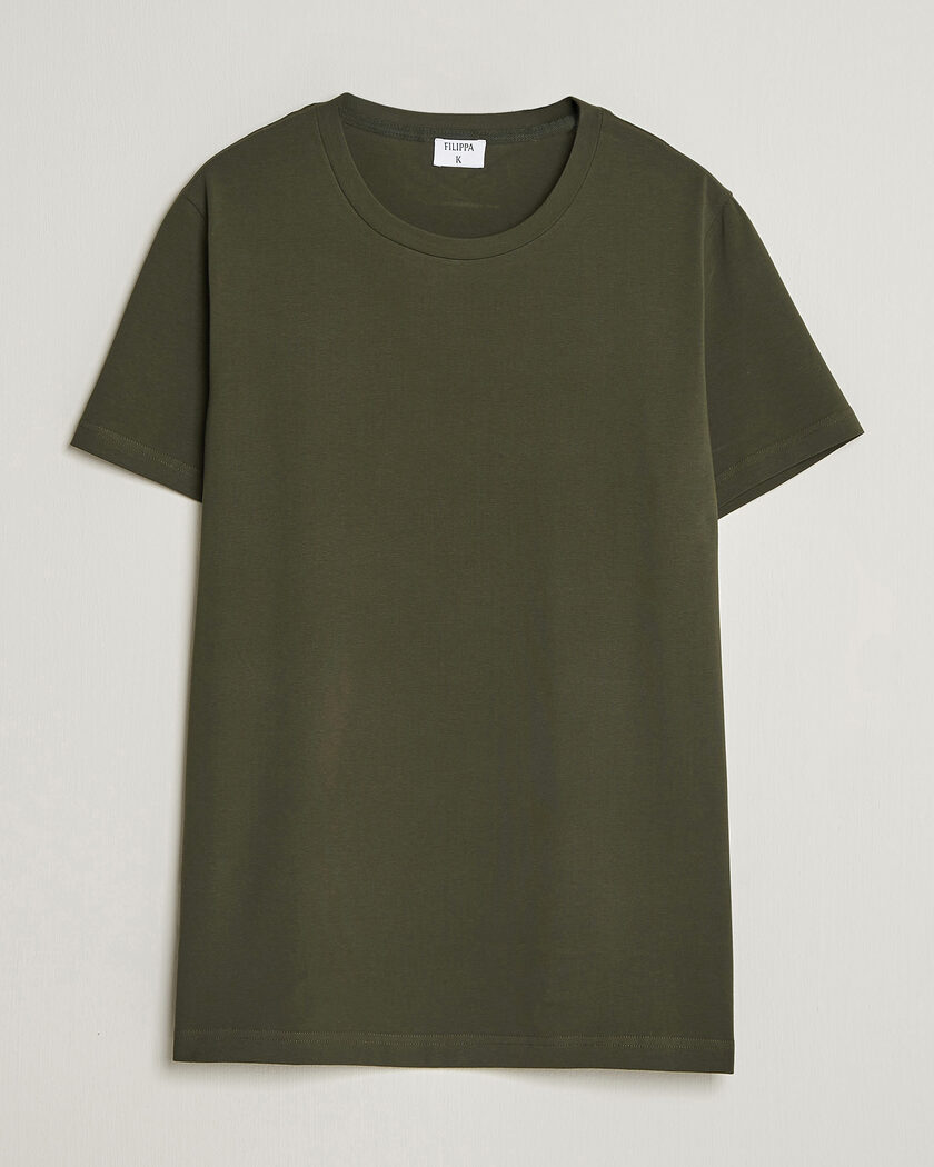 Filippa K Soft Lycra T-Shirt Midnight Olive – Verde