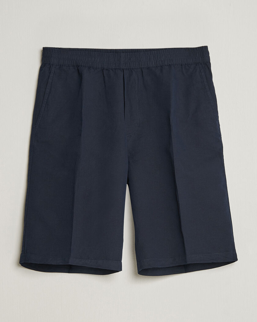 Filippa K Theo Relaxed Linen/Cotton Drawstring Shorts Navy – Azul