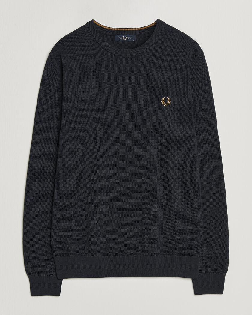Fred Perry Piqué Stitched Sweater Navy – Azul