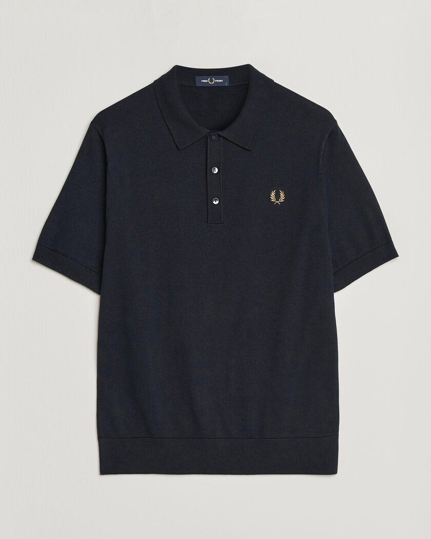 Fred Perry Cotton Knitted Polo Navy – Azul