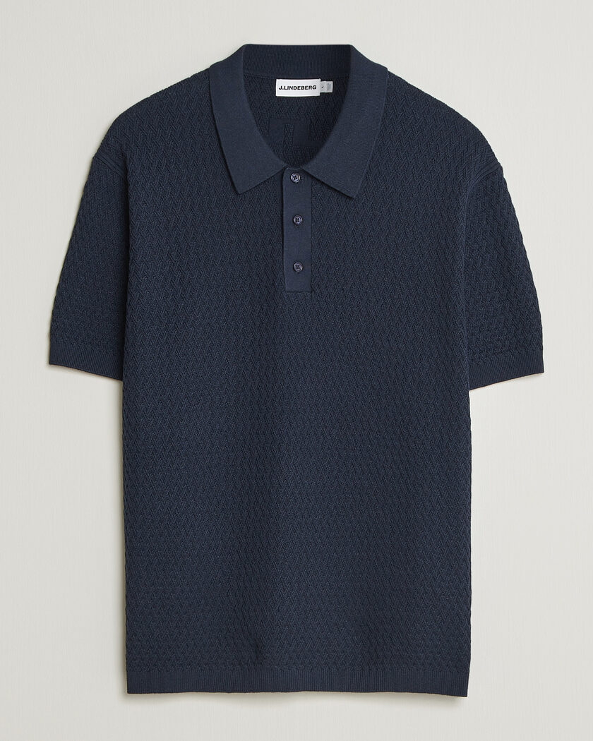 J.Lindeberg Jacques Structured Knitted Polo Navy – Azul