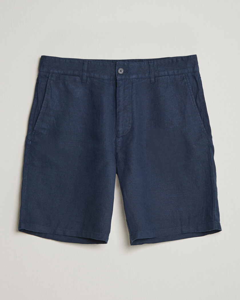 NN07 Aden Linen Shorts Navy Blue – Azul
