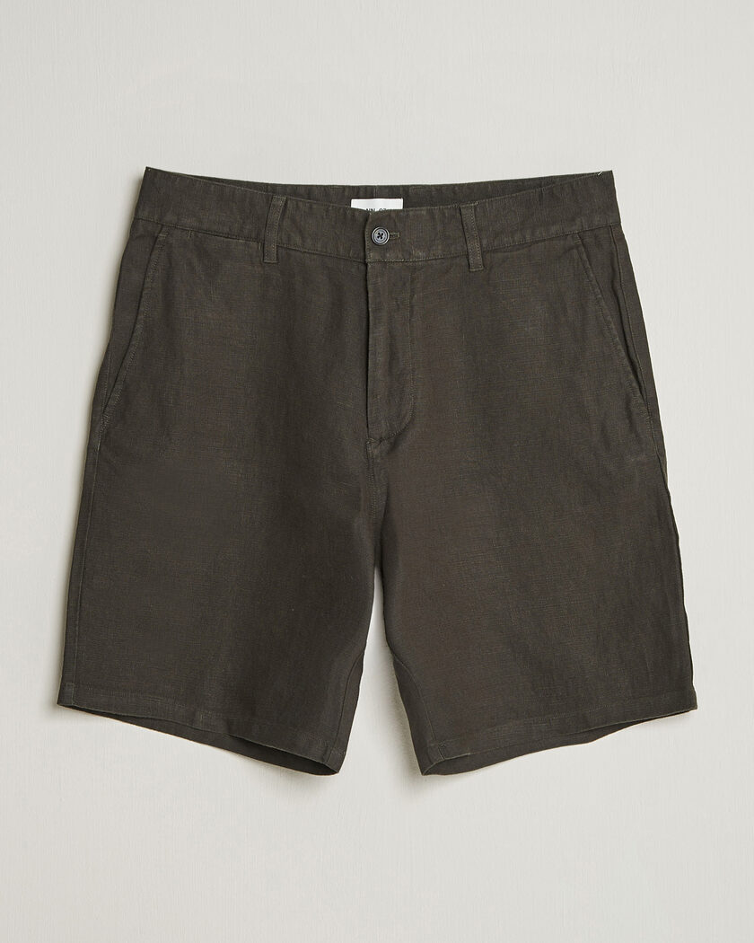 NN07 Aden Linen Shorts Dark Army – Verde