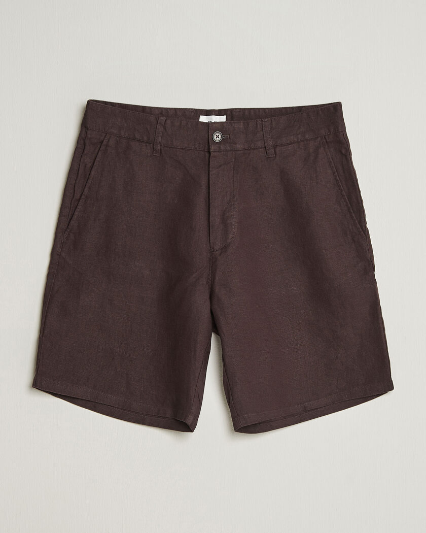 NN07 Aden Linen Shorts Dusky Port – Marrón