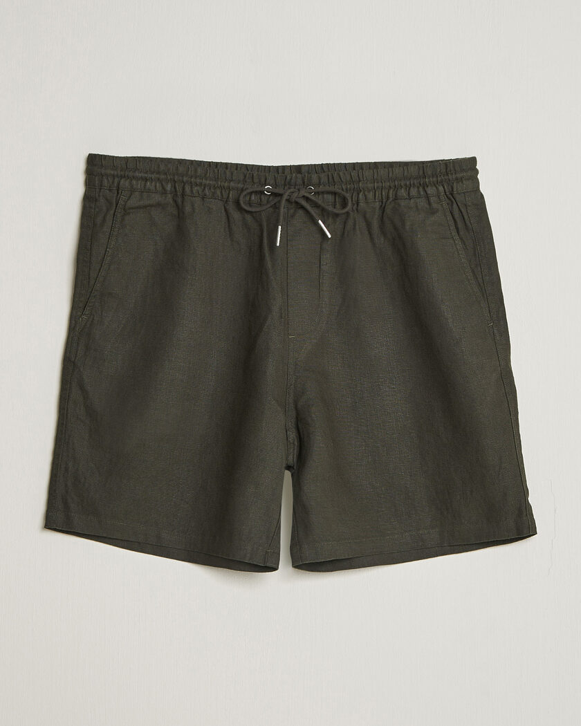 NN07 Gregor Linen Drawstring Shorts Dark Army – Verde