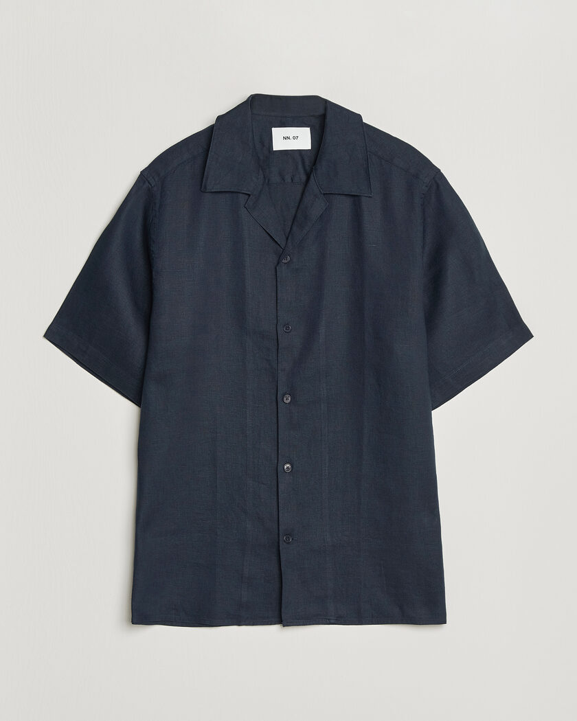 NN07 Julio Linen Resort Shirt Navy Blue – Azul