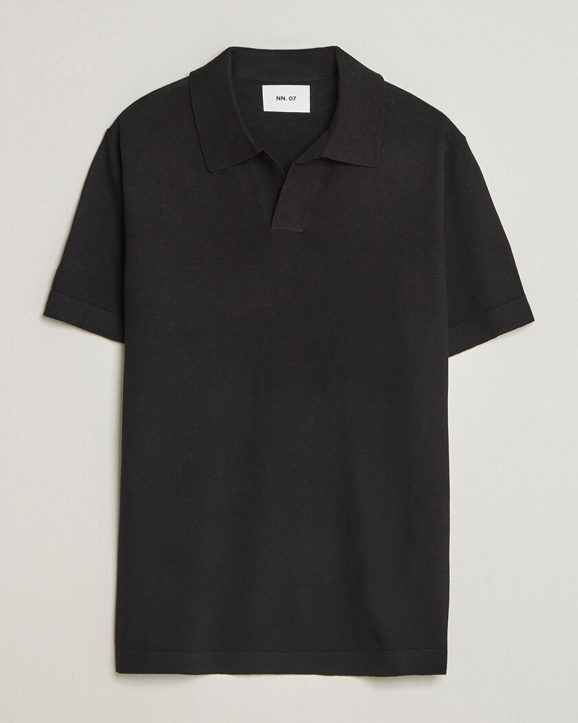NN07 Ryan Cotton/Linen Polo Black – Negro