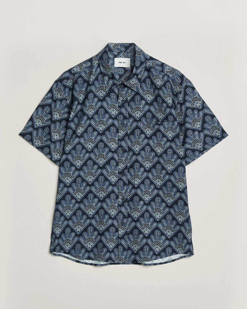 NN07 Deon Printed Short Sleeve Shirt Navy Blue – Azul