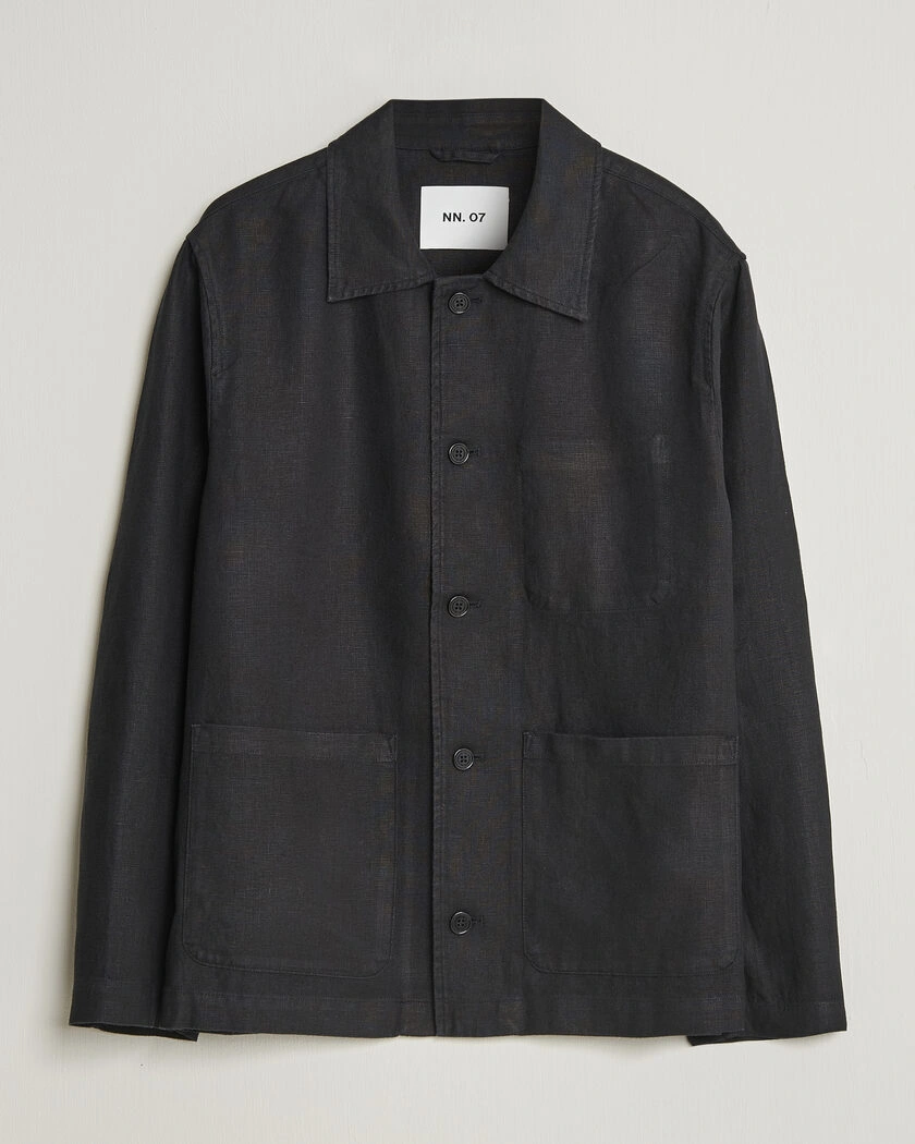 NN07 Morgan Linen Overshirt Black – Negro