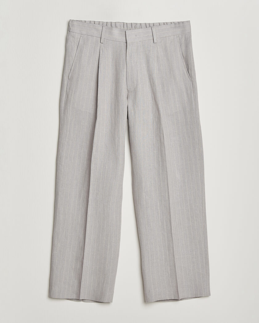 NN07 Kay Pinstriped Pleated Linen Trousers Grey W30L32 - Taglia: W33L32 - Colore: Grigio