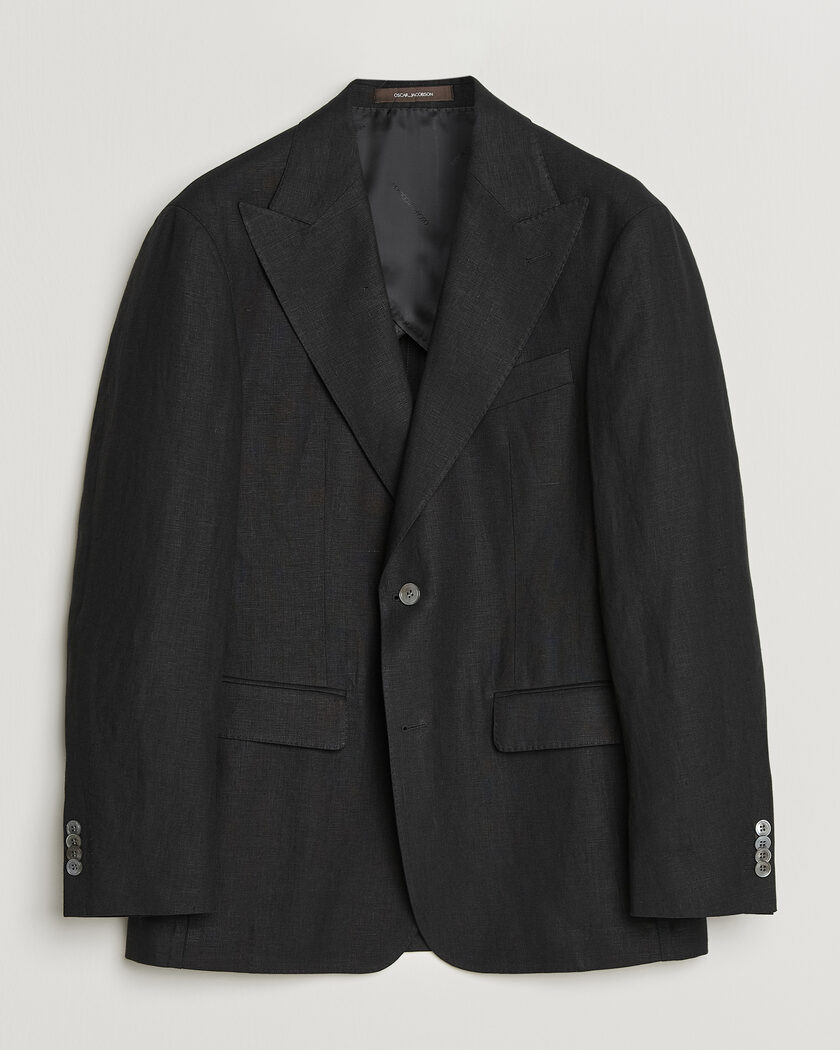 Oscar Jacobson Rufus Soft Linen Blazer Black – Negro