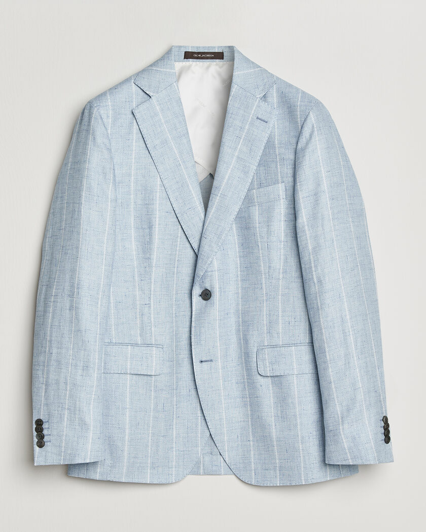Oscar Jacobson Ferry Soft Linen/Cotton Blazer Light Blue – Azul