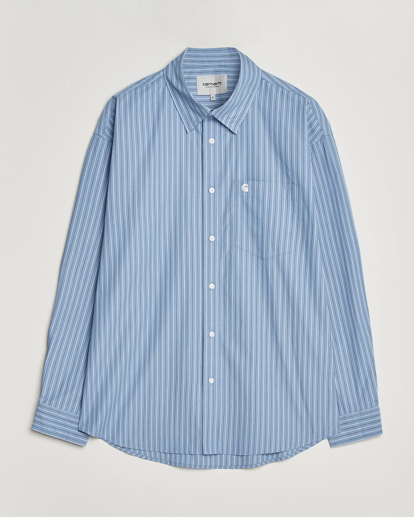 Carhartt WIP Keen Striped Cotton Poplin Shirt Curacao – Azul